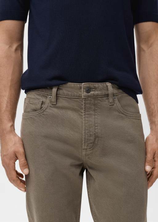 Mango Benc cotton straight jean in green wash, 5 of 5