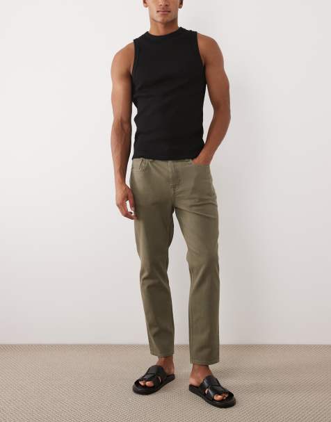 Mango Benc tapered fit jeans in khaki - view 1