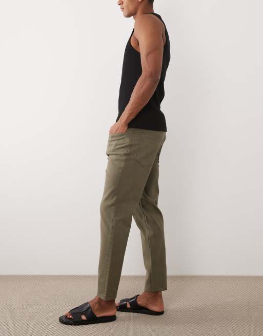 Mango Benc tapered fit jeans in khaki, 3 of 5
