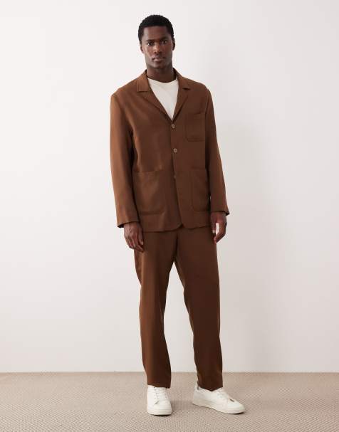 Mango Bergamo premium wool mix tailored suit blazer and tailored trouser co-ord in burnt orange - view 1