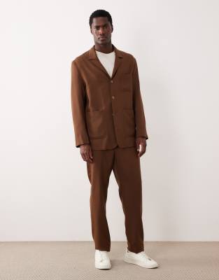 Mango Bergamo Premium Wool Mix Tailored Suit Blazer In Brown