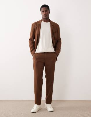 Mango Bergamo Premium Wool Mix Tailored Suit Pants In Brown