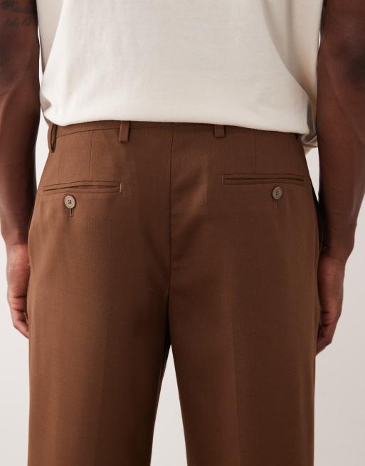 Mango Bergamo premium wool mix tailored suit trouser co-ord in brown, 4 of 5