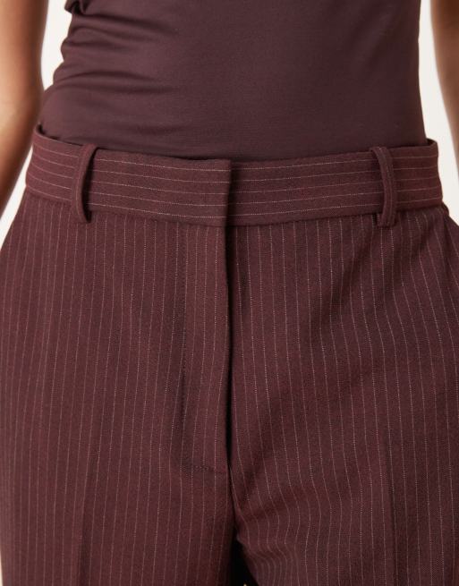 Mango Bergen classic tailored trouser co-ord in burgundy pinstripe
