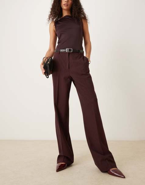 Mango Bergen classic tailored trouser co-ord in burgundy pinstripe - view 1