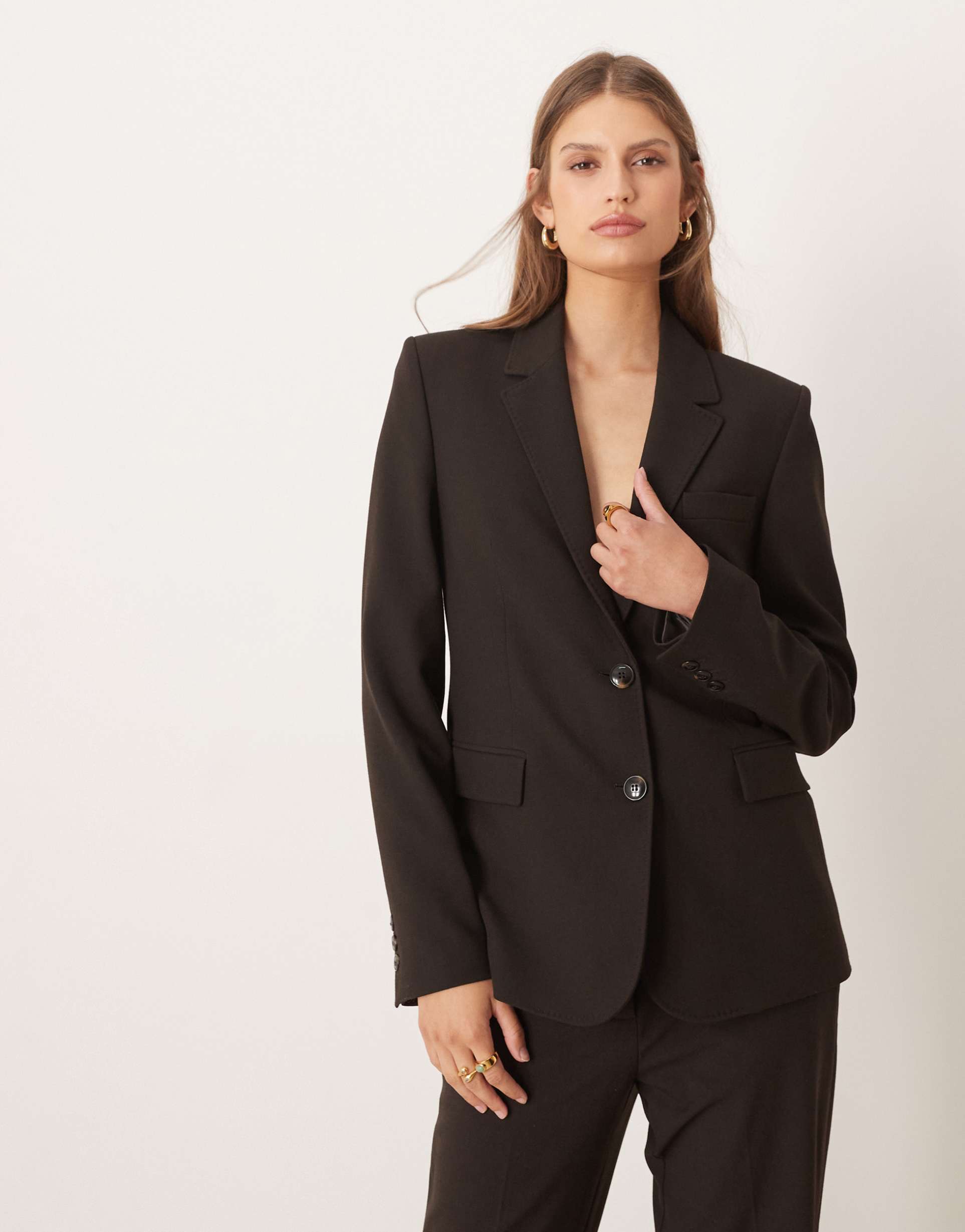 mango bergen tailored classic blazer in brown - part of a set