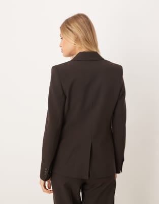 Mango Bergen Tailored Classic Blazer In Brown