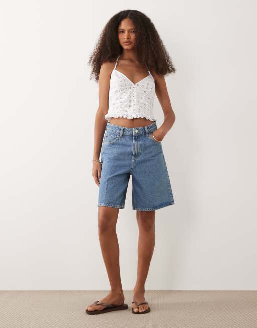 Mango - Bermuda en denim de coton - Bleu moyen, 2 de 5