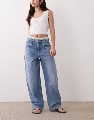 Mango Bet 100% cotton barrel jeans in light blue
