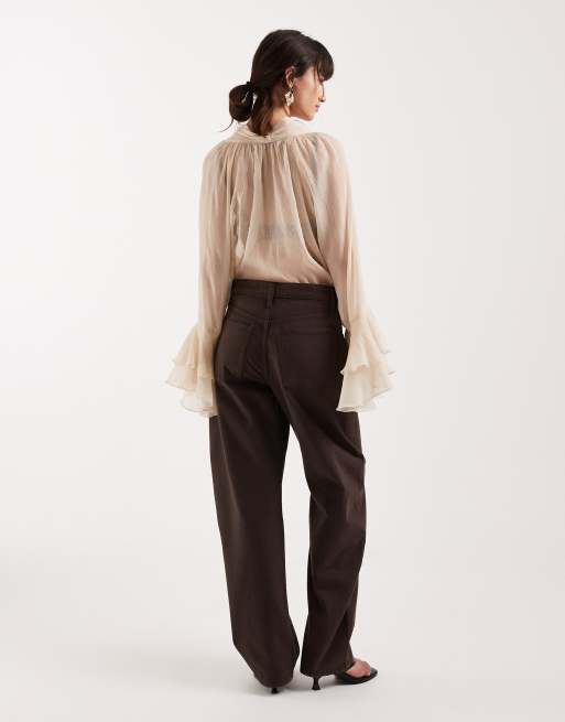 Mango – Bet – Barrel-Jeans aus reiner Baumwolle in Braun, 2 von 5