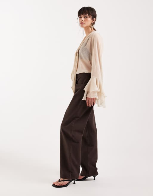Mango – Bet – Barrel-Jeans aus reiner Baumwolle in Braun, 3 von 5