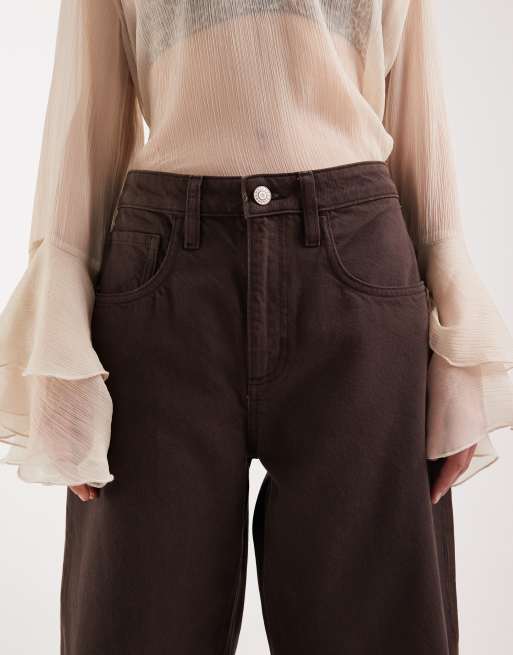 Mango – Bet – Barrel-Jeans aus reiner Baumwolle in Braun, 4 von 5