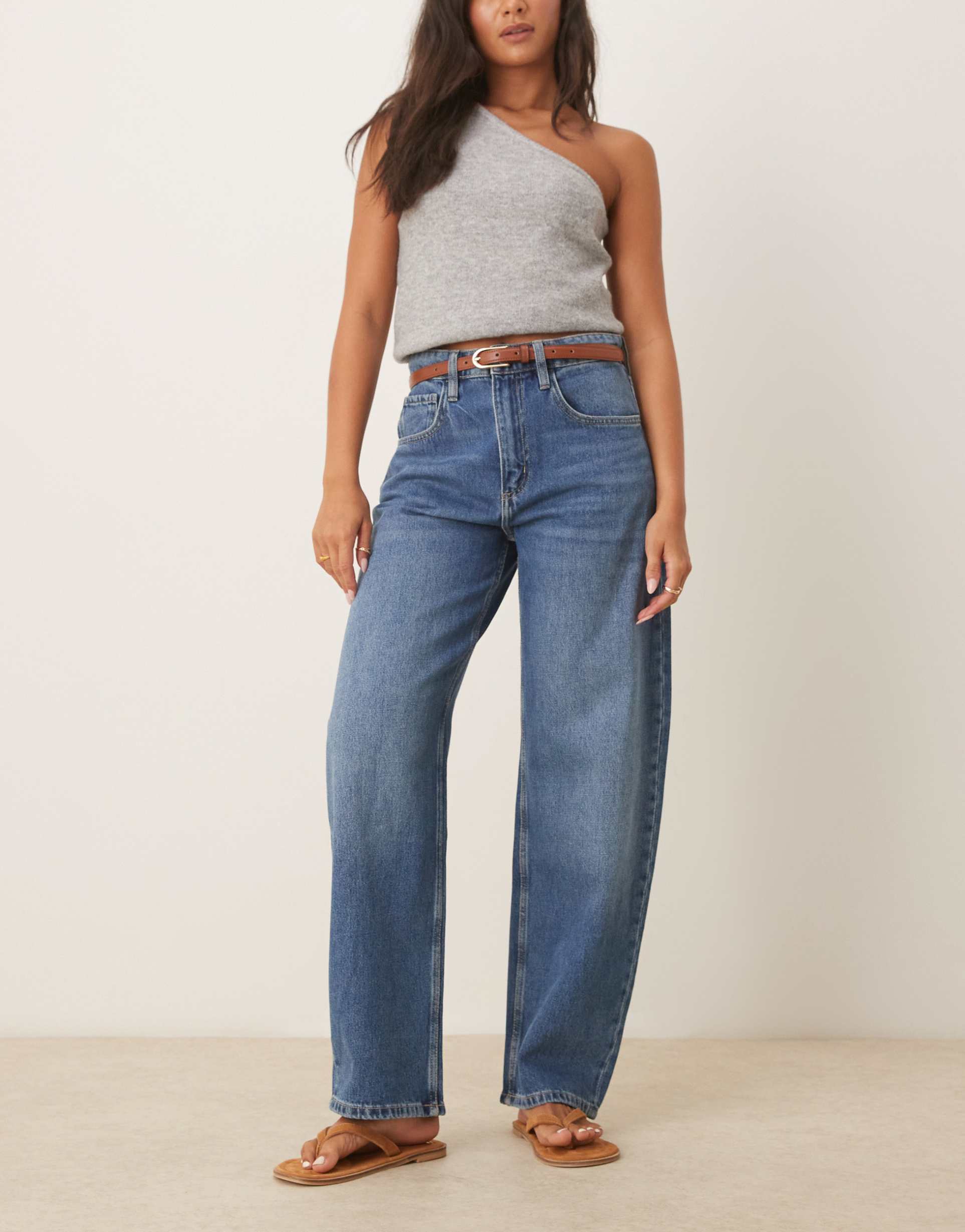 mango bet barrel jeans in dark blue