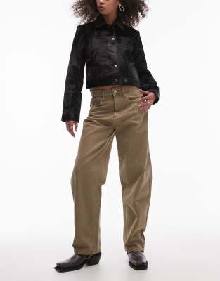 Mango - Bet - Barrel-Leg-Jeans in verwaschenem Vintage-Braun