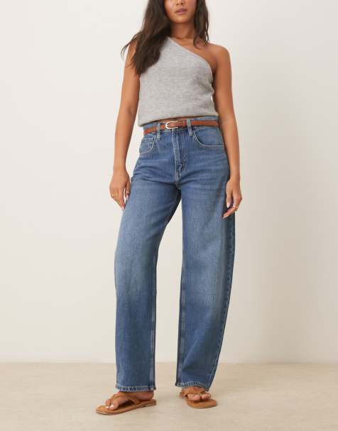 Mango – Bet – Ciemnoniebieskie jeansy barrel - view 1