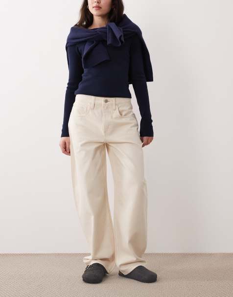 Mango - Bet - Cremehvide barrel-jeans i 100% bomuld - view 1