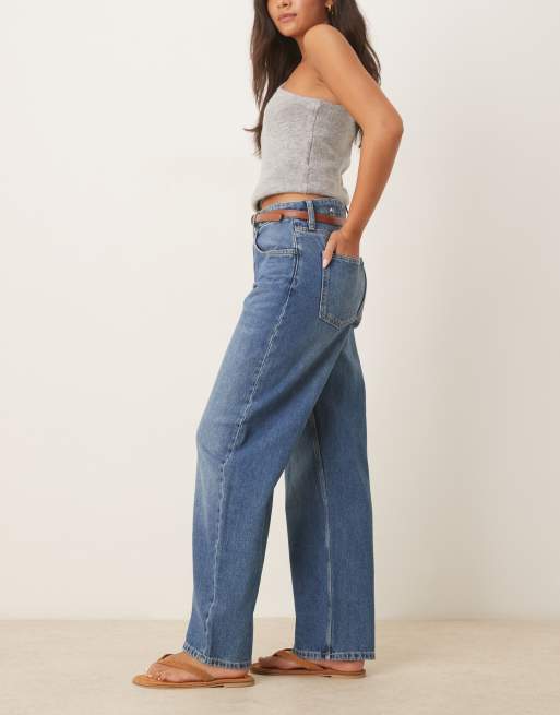 Mango - Bet - Jeans met ronde, wijde pijpen in donkerblauw, 3 van 5