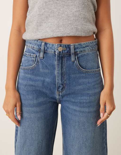 Mango - Bet - Jeans met ronde, wijde pijpen in donkerblauw, 4 van 5