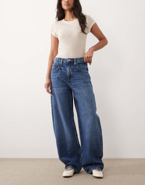 Mango – Bet – Mörkblå jeans med barrelben i 100% bomull - view 1