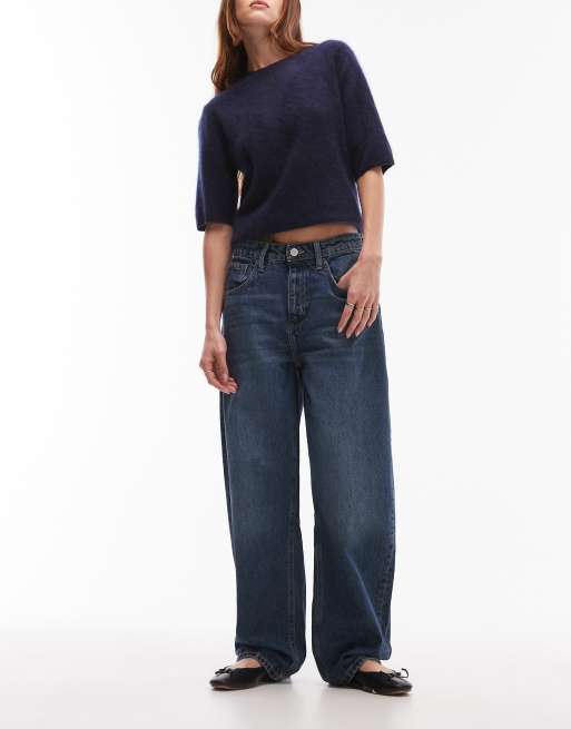Mango – Bet – Mörkblå jeans med medelhög midja