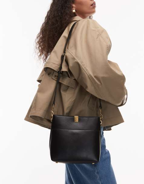 Mango – Beuteltasche aus Kunstleder in Schwarz mit Metalldetail - view 1