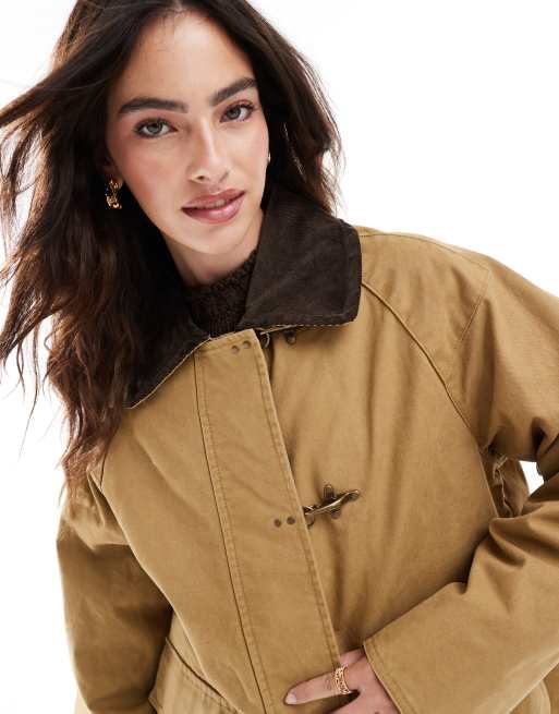 Mango – Beżowa kurtka parka premium z kontrastowym kołnierzem, 3 z 4