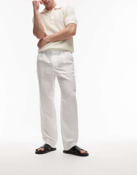 Mango tailored linen mix trouser in beige
