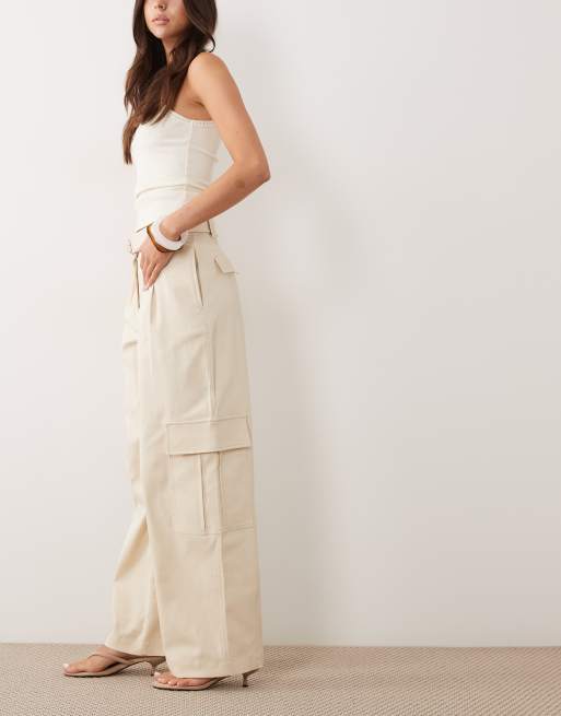Mango – Beżowe spodnie baggy w stylu utility, 2 z 5
