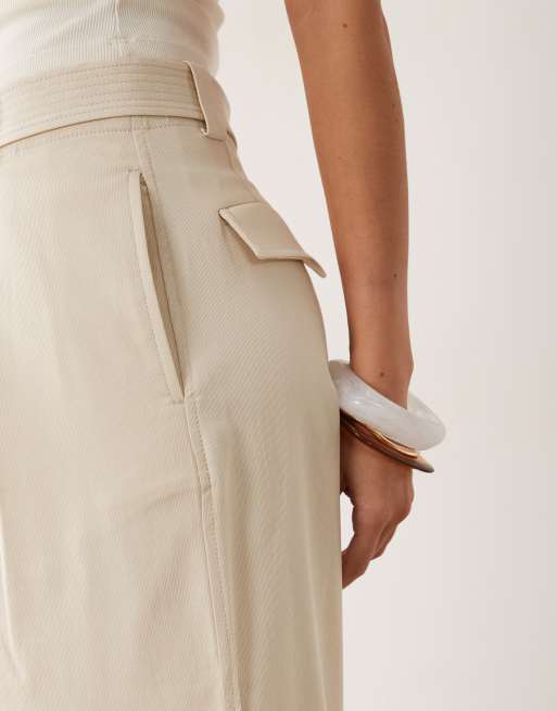 Mango – Beżowe spodnie baggy w stylu utility, 4 z 5