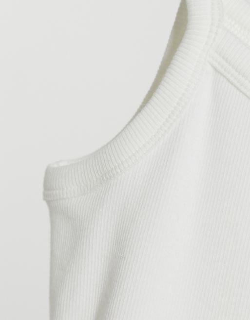 Mango – Biały bawełniany top na ramiączkach – WHITE, 3 z 4
