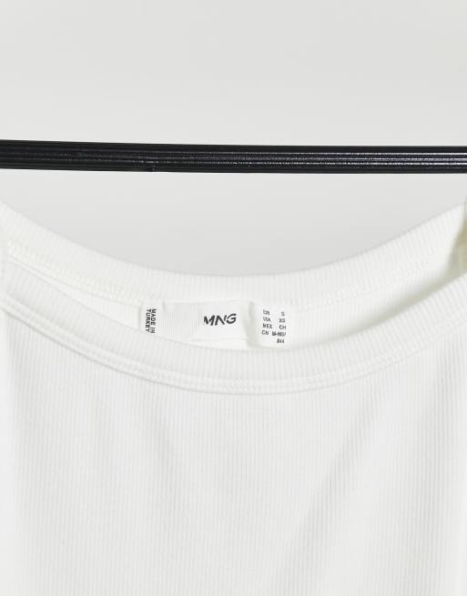 Mango – Biały bawełniany top na ramiączkach – WHITE, 4 z 4
