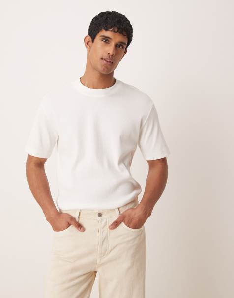 Mango ribbed oversized t-shirt in white