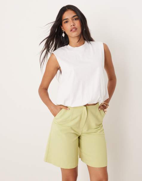 Mango sleeveless bubble hem top in white