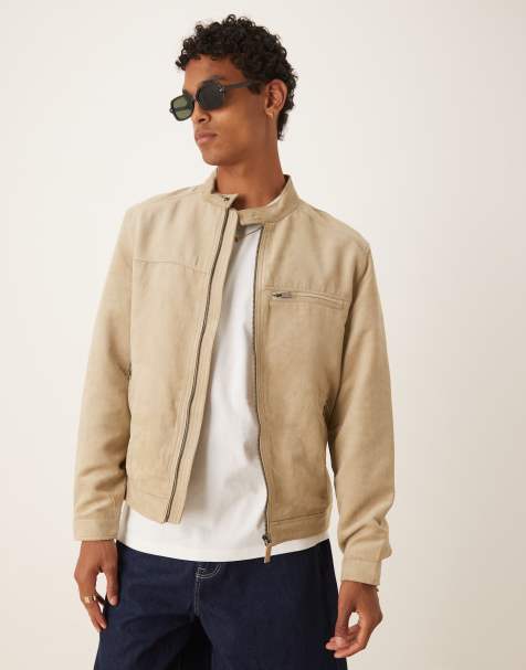 Mango - Bikerjack met suède-look in beige - view 1