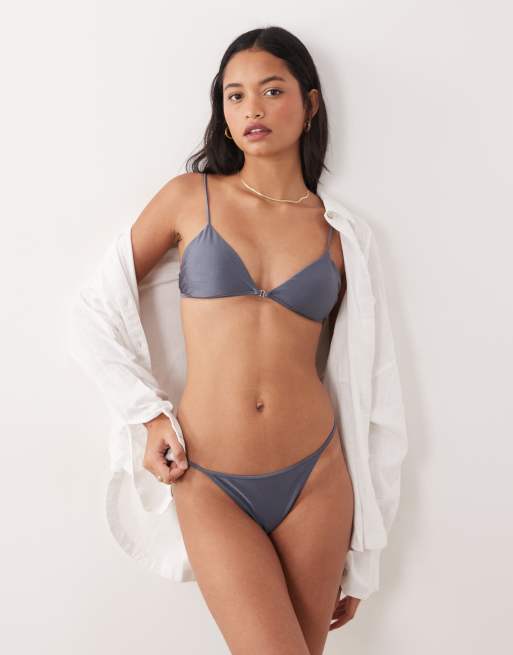 Mango bikini bottom with silver hardwear detailing in blue, 2 of 4