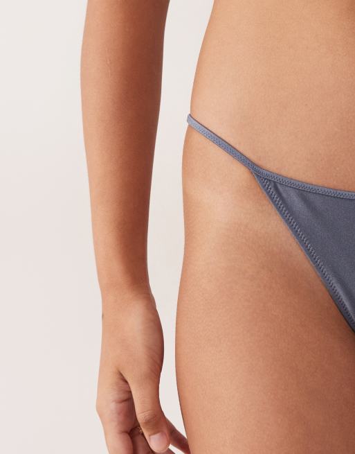 Mango bikini bottom with silver hardwear detailing in blue, 3 of 4