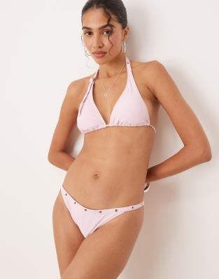 Mango - Bikinihose in Blassrosa mit Nietenbesatz