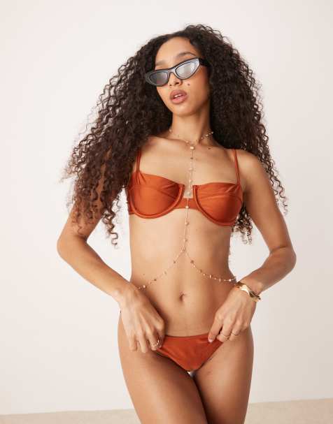 Mango - Bikinitopje met structuur in brons - view 1