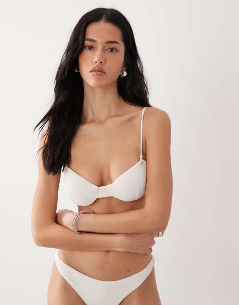 Mango - Bikinitopje met textuur in wit - view 1