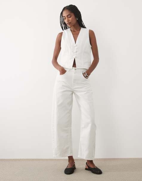 Mango - Bimba - Jean barrel d'ensemble en coton pur - Blanc - view 1