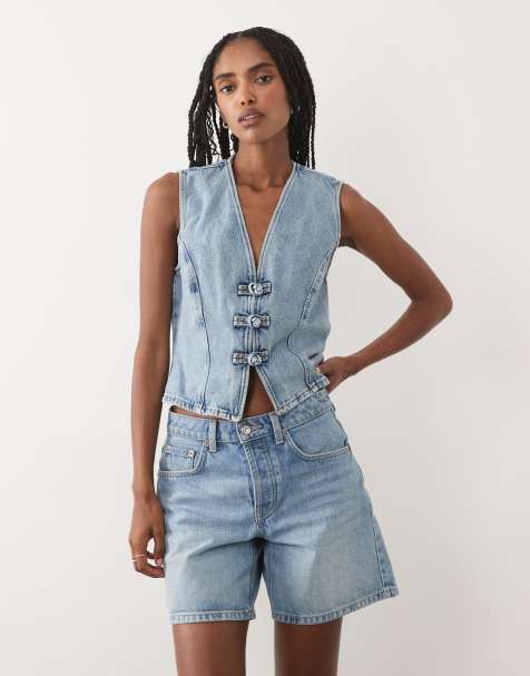 Mango – Bimba – Weste aus 100% Baumwolle in Hellblau, Kombiteil - view 1