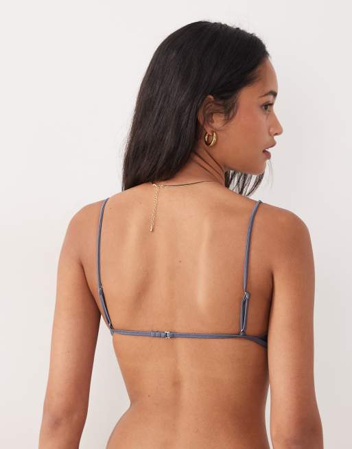 Mango - Blå bikinitop med sølvfarvede metaldetaljer, 4 af 4