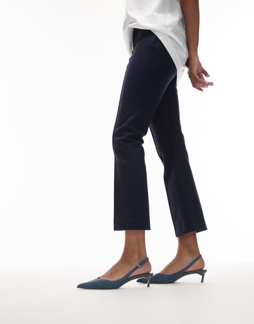 Mango - Blå slingback-sko med kitten-hæl i denim, 3 af 4