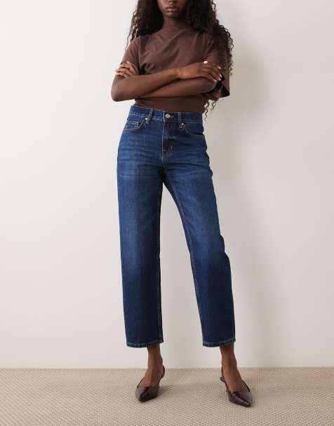 Mango Blanca cropped rechte jeans in donkerblauw - view 1