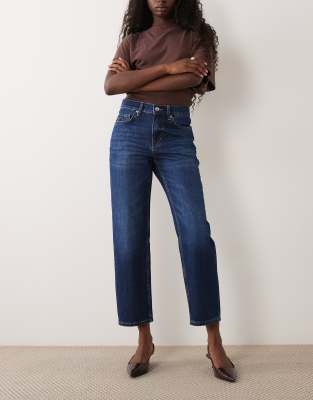 Mango Blanca Cropped Straight Jean In Blue
