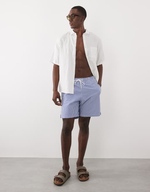Mango - Blåstribede badeshorts i seersucker, 2 af 5