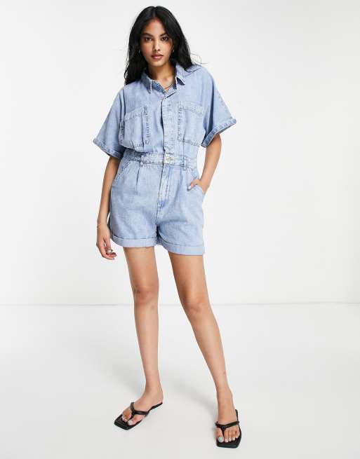 Mango - Blåt playsuit i denim