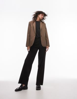 Mango - Blazer à boutonnage simple - Marron