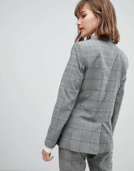 Blazer a best sale carreaux gris