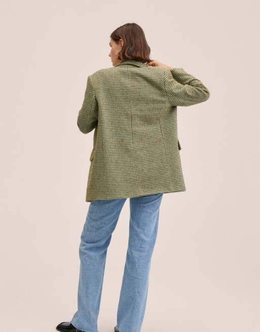 Mango Blazer carreaux Heritage Vert marron ASOS